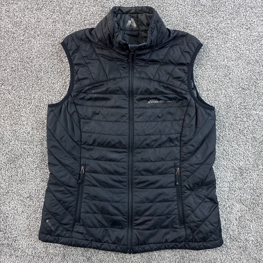 Eddie Bauer First Ascent Vest Women M Black Reversible Pertex Quantum Eco Puffer